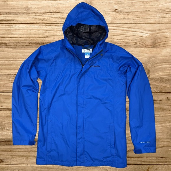 Columbia Other - Columbia XL Omni-Tech Rain Jacket Blue Hooded Waterproof Shell Zip Up